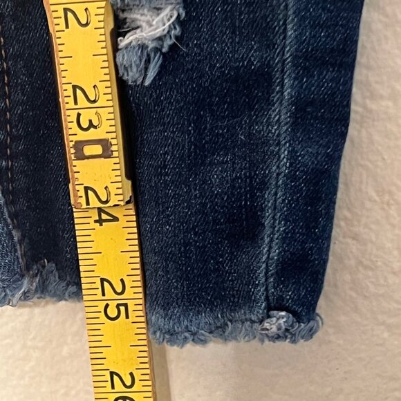 Enjean Women Size 7/28 High Rise Destructed Skinny Jeans Dark Wash Comfort - Picture 15 of 16